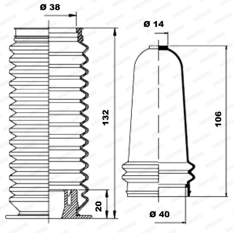 Jeu de joints-soufflets, direction MOOG K150059 - Visuel 1
