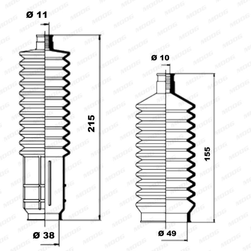 Jeu de joints-soufflets, direction MOOG K150060 - Visuel 1