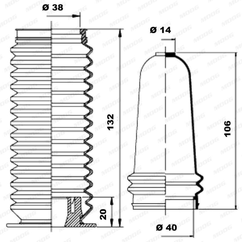 Jeu de joints-soufflets, direction MOOG K150075 - Visuel 1