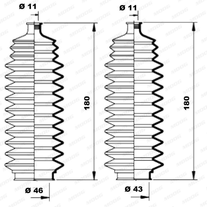 Jeu de joints-soufflets, direction MOOG K150098 - Visuel 1
