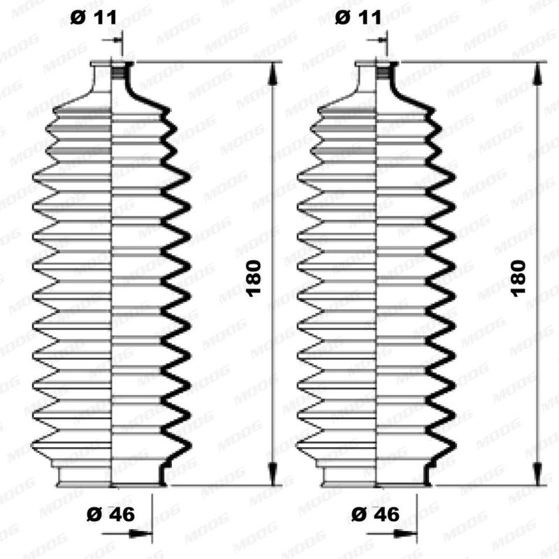 Jeu de joints-soufflets, direction MOOG K150104 - Visuel 1