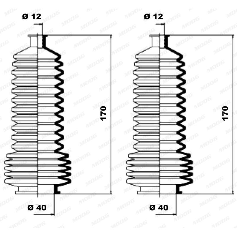 Jeu de joints-soufflets, direction MOOG K150110 - Visuel 1