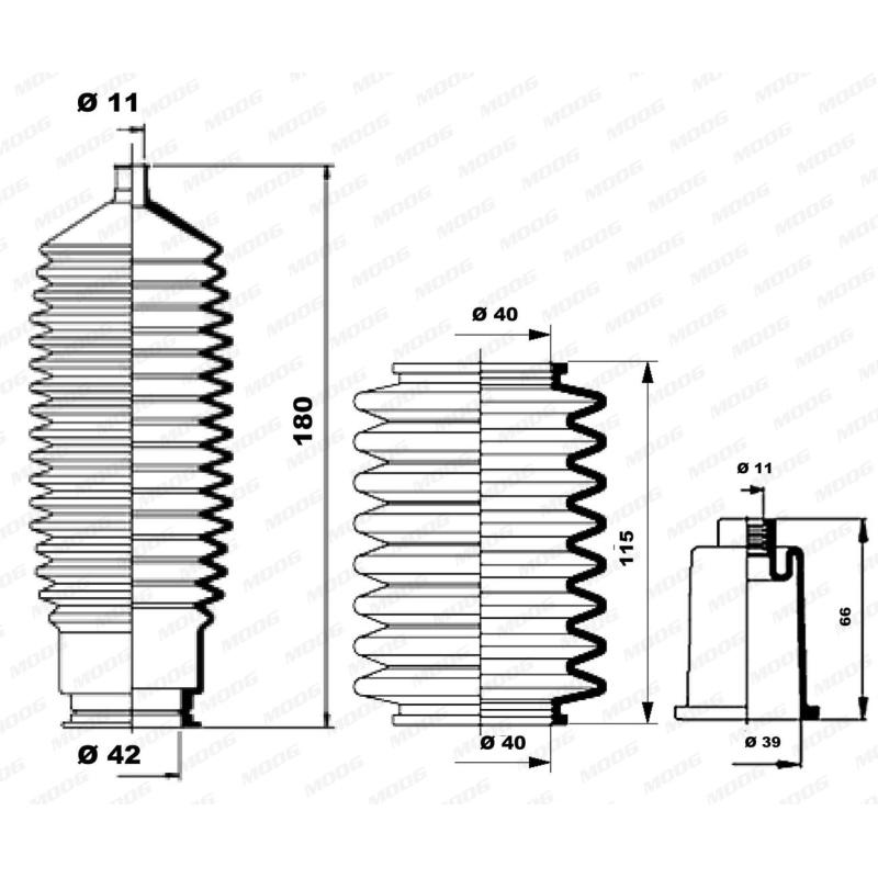 Jeu de joints-soufflets, direction MOOG K150125 - Visuel 1