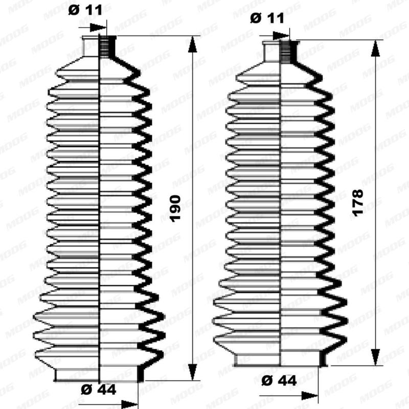 Jeu de joints-soufflets, direction MOOG K150131 - Visuel 1