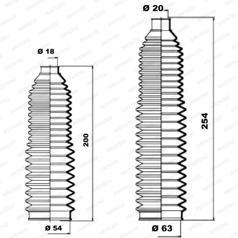Jeu de joints-soufflets, direction MOOG K150141 - Visuel 1