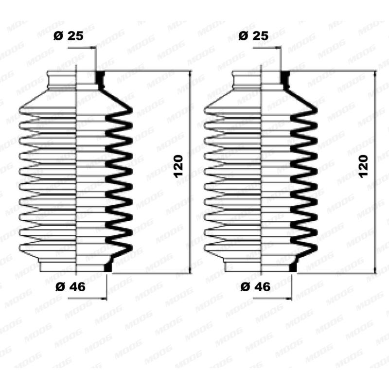 Jeu de joints-soufflets, direction MOOG K150147 - Visuel 1