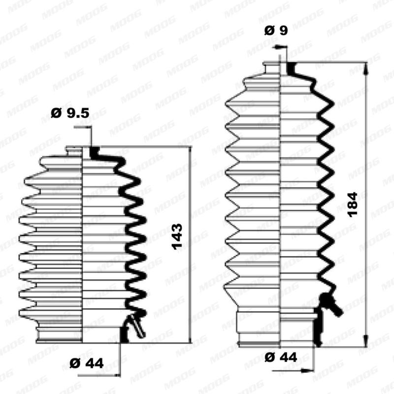 Jeu de joints-soufflets, direction MOOG K150155 - Visuel 1