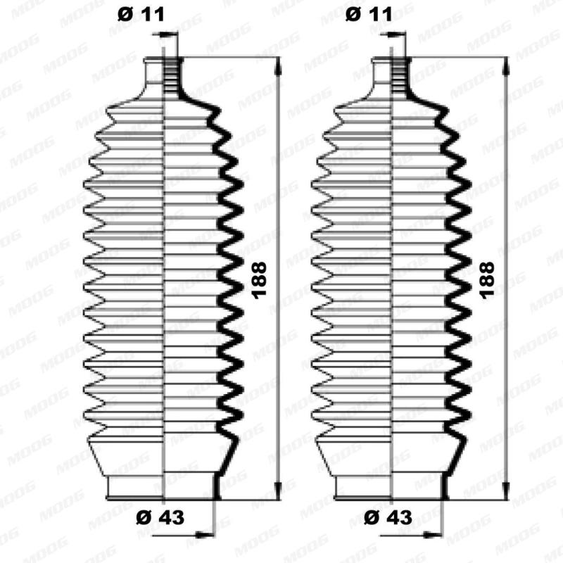 Jeu de joints-soufflets, direction MOOG K150160 - Visuel 1