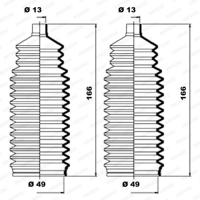 Jeu de joints-soufflets, direction MOOG K150171 - Visuel 1