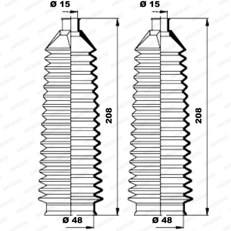 Jeu de joints-soufflets, direction MOOG K150175 - Visuel 1