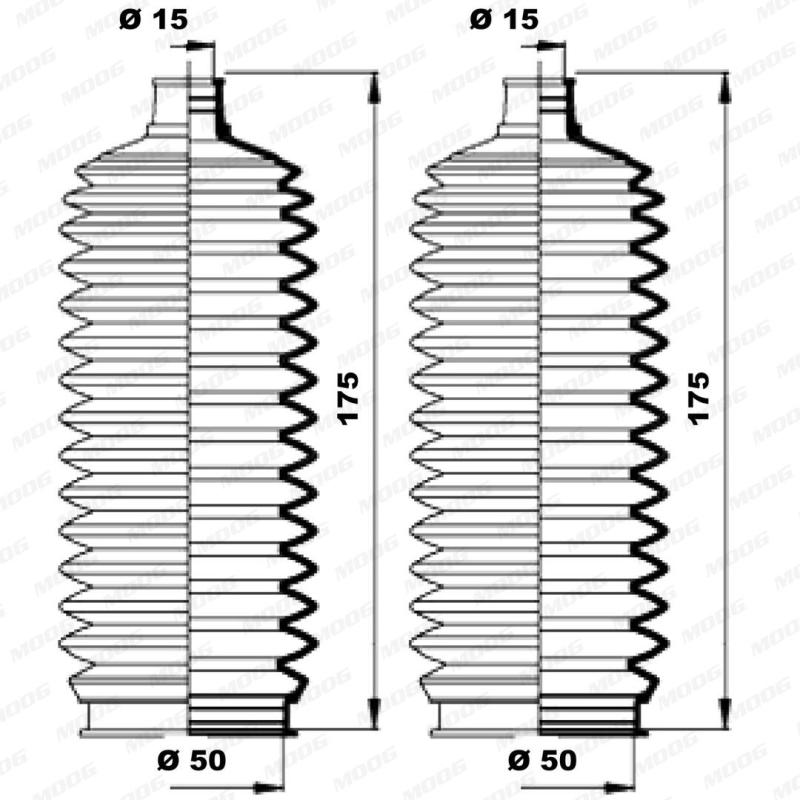 Jeu de joints-soufflets, direction MOOG K150189 - Visuel 1