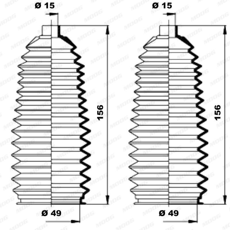 Jeu de joints-soufflets, direction MOOG K150197 - Visuel 1