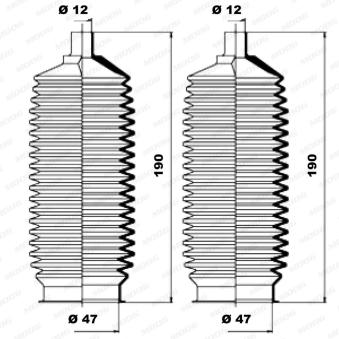 Jeu de joints-soufflets, direction MOOG K150211