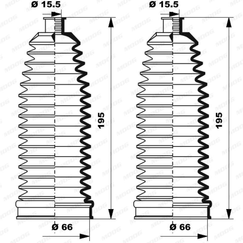 Jeu de joints-soufflets, direction MOOG K150237 - Visuel 1