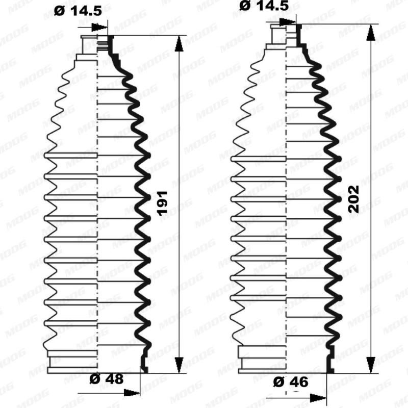 Jeu de joints-soufflets, direction MOOG K150248 - Visuel 1