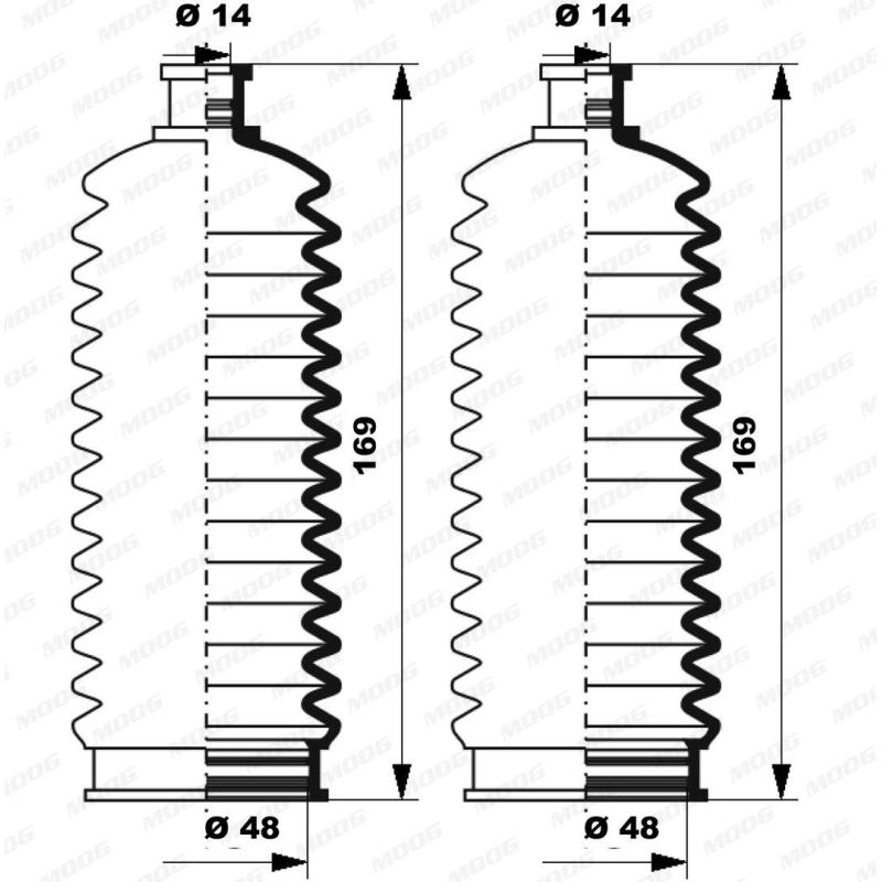 Jeu de joints-soufflets, direction MOOG K150263 - Visuel 1