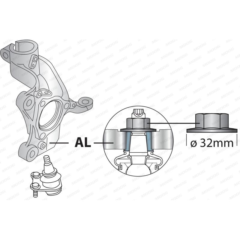 Rotule de suspension avant droit MOOG VO-BJ-5012 - Visuel 2