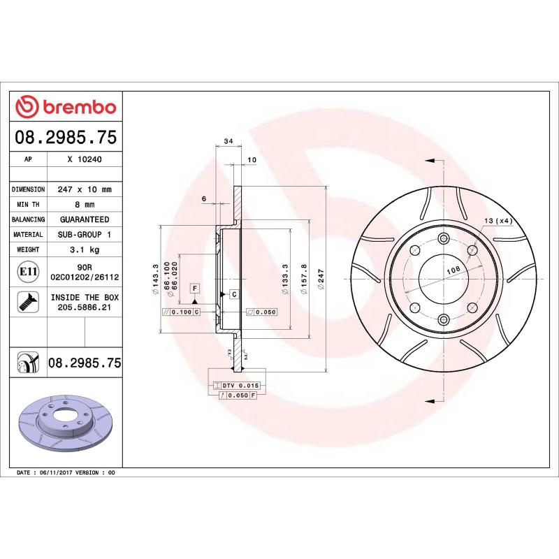 Jeu de 2 disques de frein avant BREMBO 08.2985.75 - Visuel 1