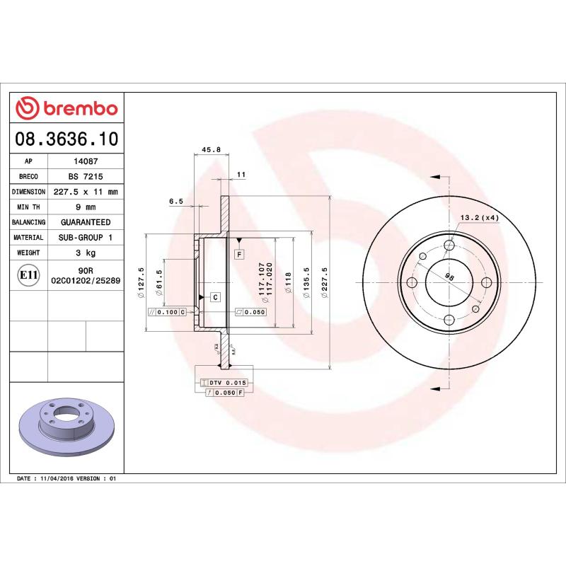 Jeu de 2 disques de frein avant BREMBO 08.3636.10 - Visuel 1