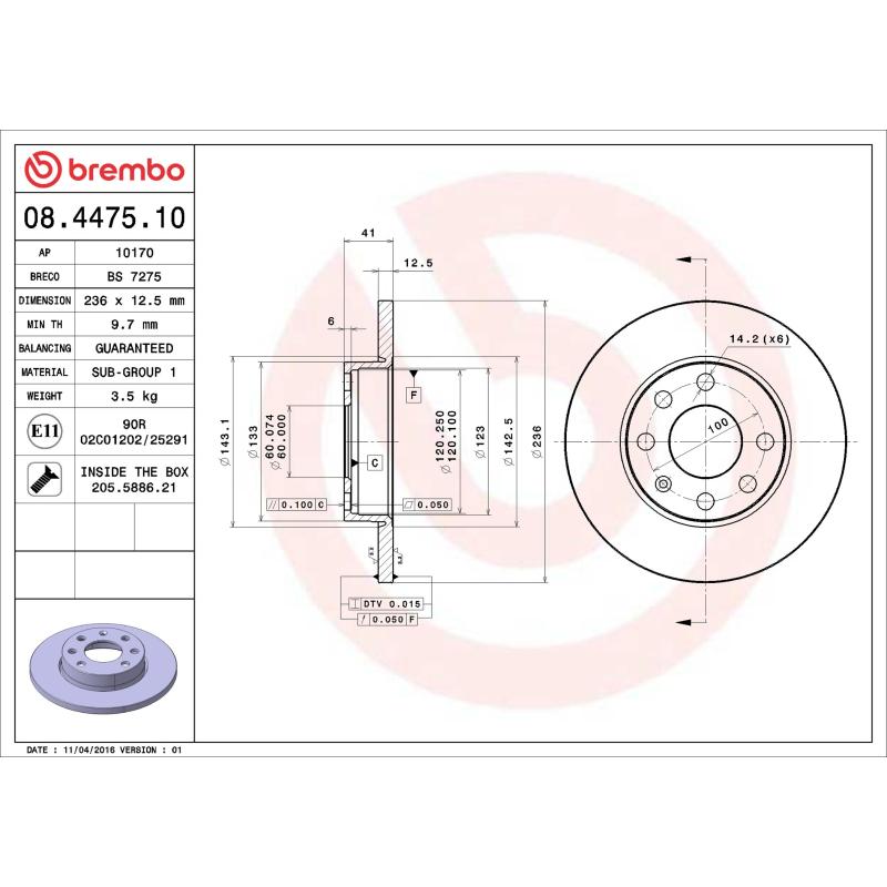 Jeu de 2 disques de frein avant BREMBO 08.4475.10 - Visuel 1