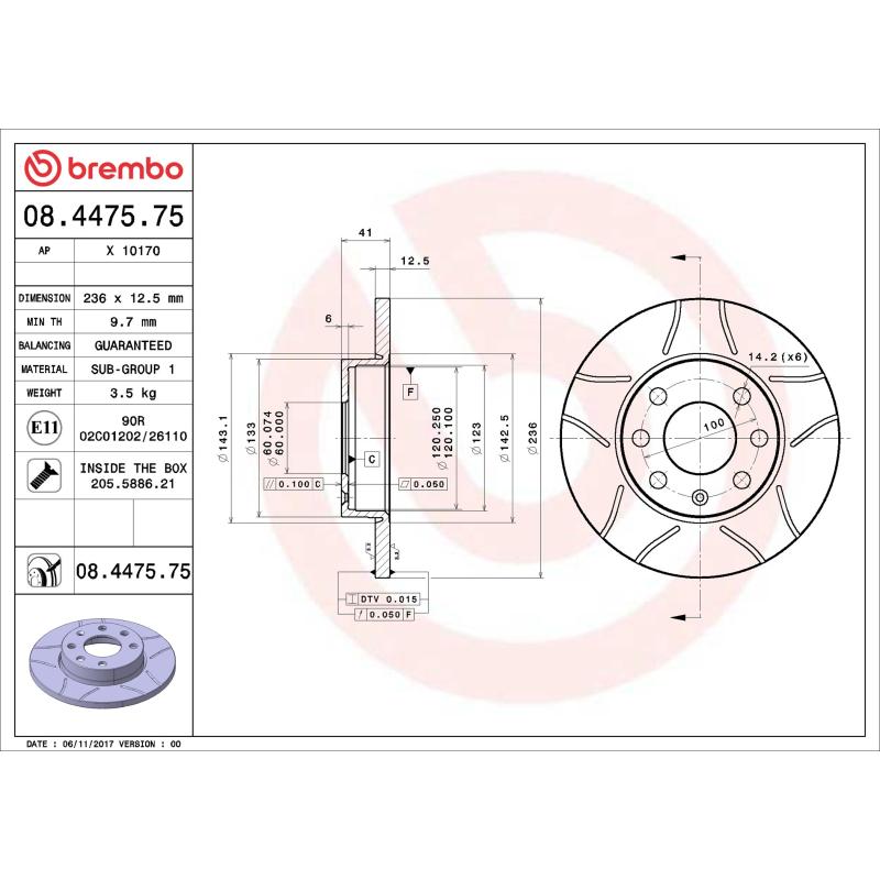 Jeu de 2 disques de frein avant BREMBO 08.4475.75 - Visuel 1