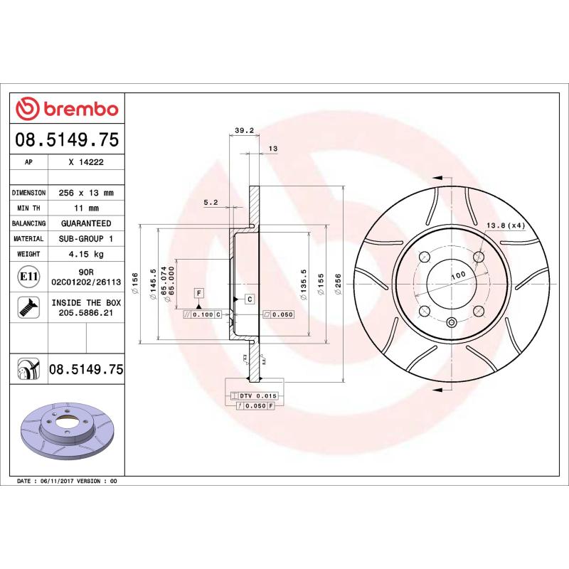Jeu de 2 disques de frein avant BREMBO 08.5149.75 - Visuel 1