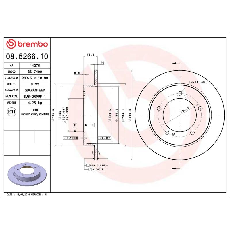 Jeu de 2 disques de frein avant BREMBO 08.5266.10 - Visuel 1