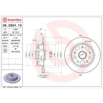 Jeu de 2 disques de frein arrière BREMBO 08.5954.10