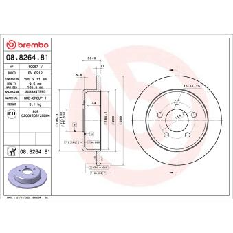 Jeu de 2 disques de frein arrière BREMBO OEM 52008184 Jeu de 2 disques de frein arrière BREMBO OEM 52008184