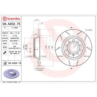 Jeu de 2 disques de frein arrière BREMBO OEM 1K0615601AD