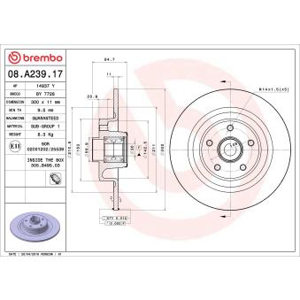 Jeu de 2 disques de frein arrière BREMBO OEM 8200244108