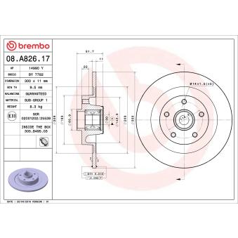 Jeu de 2 disques de frein arrière BREMBO OEM 402020003R Jeu de 2 disques de frein arrière BREMBO OEM 402020003R