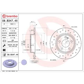 Jeu de 2 disques de frein arrière BREMBO OEM 2464230012