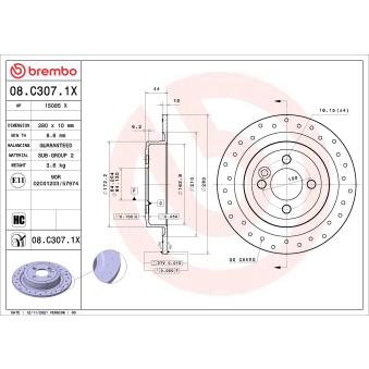 Jeu de 2 disques de frein arrière BREMBO 08.C307.1X