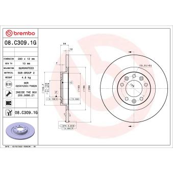 Jeu de 2 disques de frein avant BREMBO [08.C309.1G]