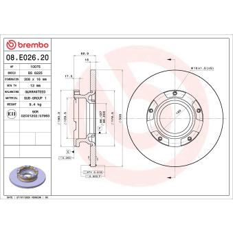 Jeu de 2 disques de frein arrière BREMBO 08.E026.20