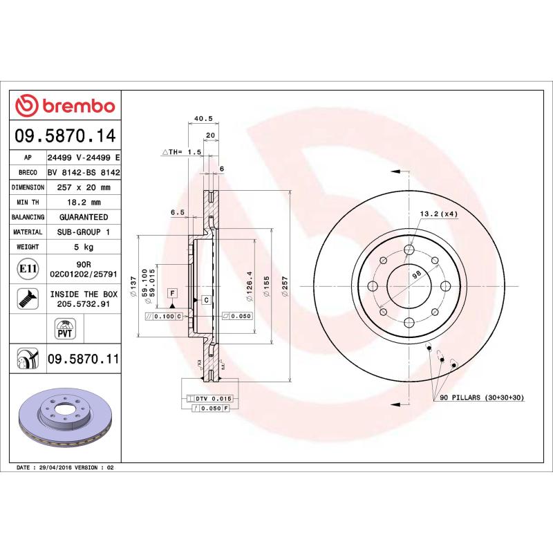 Jeu de 2 disques de frein avant BREMBO 09.5870.11 - Visuel 1