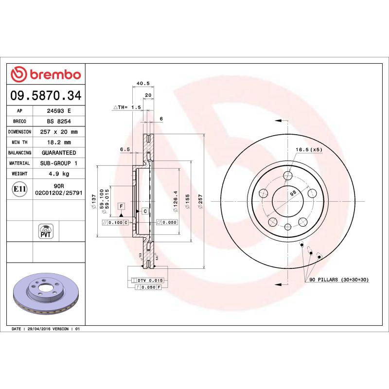 Jeu de 2 disques de frein avant BREMBO 09.5870.34 - Visuel 1