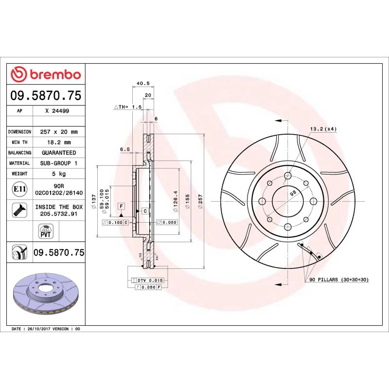 Jeu de 2 disques de frein avant BREMBO 09.5870.75 - Visuel 1