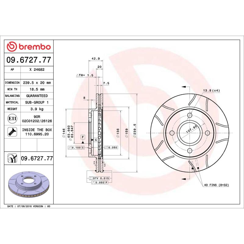 Jeu de 2 disques de frein avant BREMBO 09.6727.77 - Visuel 1