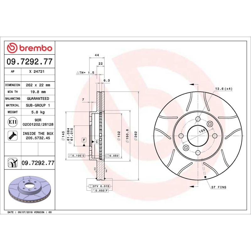 Jeu de 2 disques de frein avant BREMBO 09.7292.77 - Visuel 1