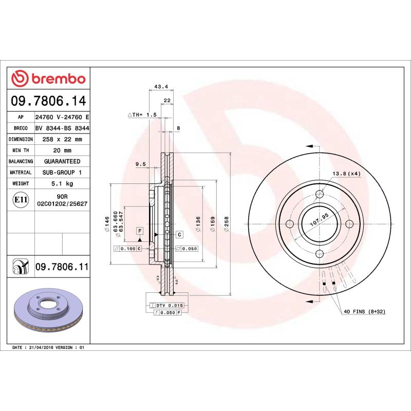 Jeu de 2 disques de frein avant BREMBO 09.7806.11 - Visuel 1