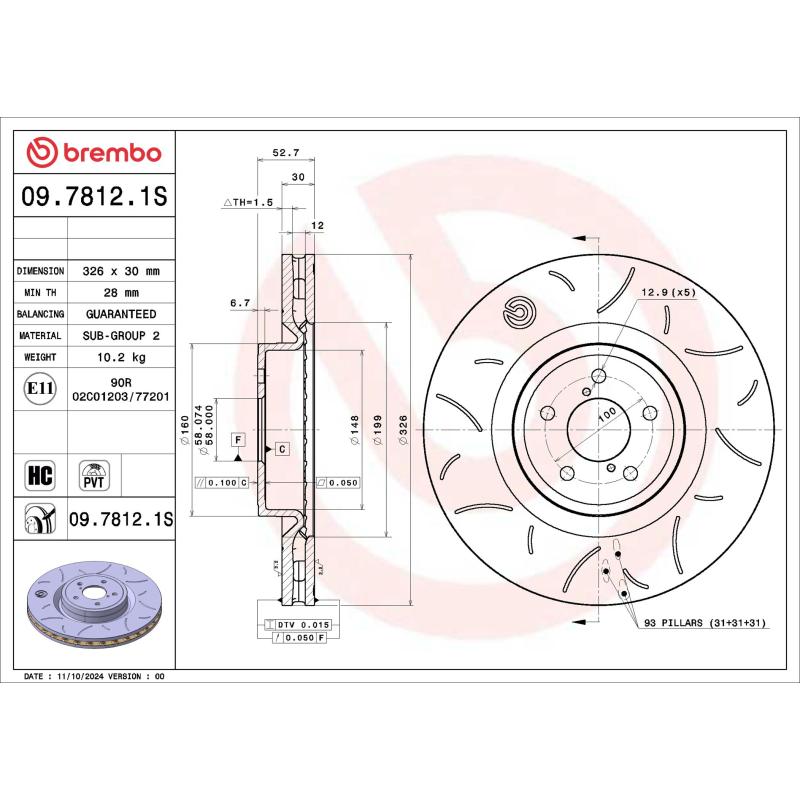 Jeu de 2 disques de frein avant BREMBO 09.7812.1S - Visuel 1
