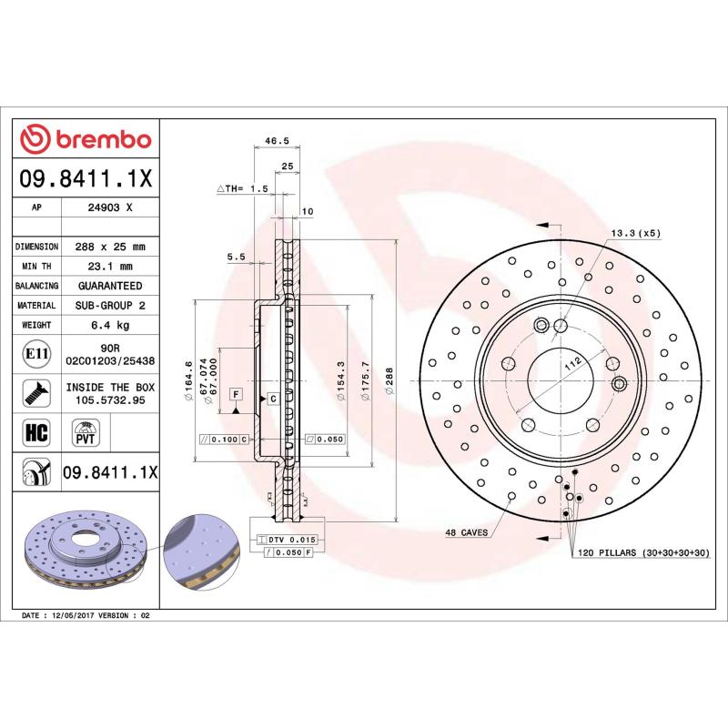 Jeu de 2 disques de frein avant BREMBO 09.8411.1X - Visuel 1