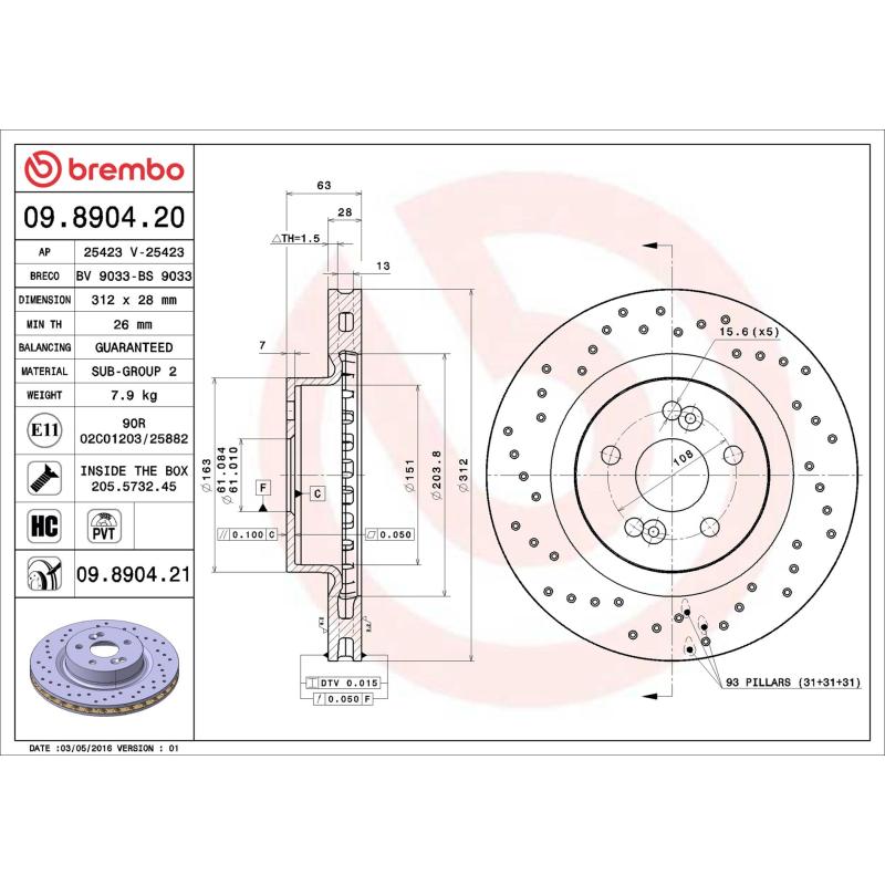 Jeu de 2 disques de frein avant BREMBO 09.8904.21 - Visuel 1