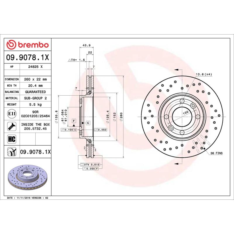 Jeu de 2 disques de frein avant BREMBO 09.9078.1X - Visuel 1
