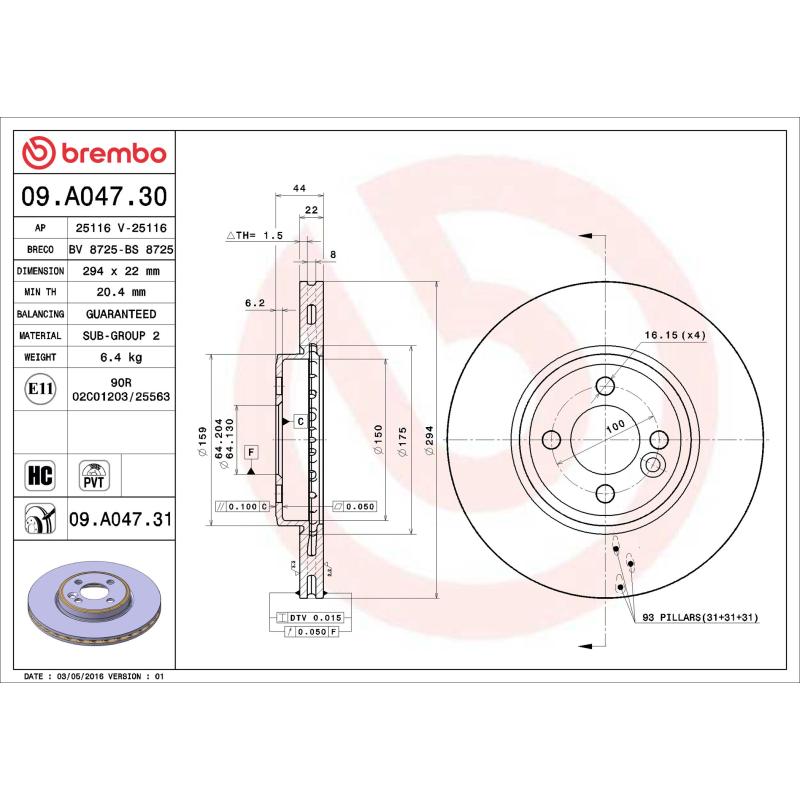 Jeu de 2 disques de frein avant BREMBO 09.A047.31 - Visuel 1
