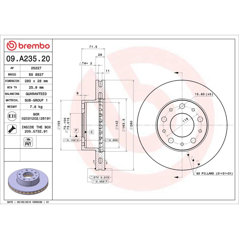 Jeu de 2 disques de frein avant BREMBO 09.A235.20 - Visuel 1