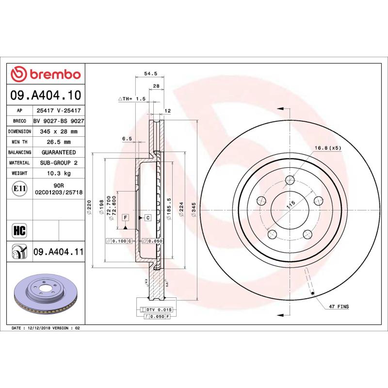 Jeu de 2 disques de frein avant BREMBO 09.A404.11 - Visuel 1