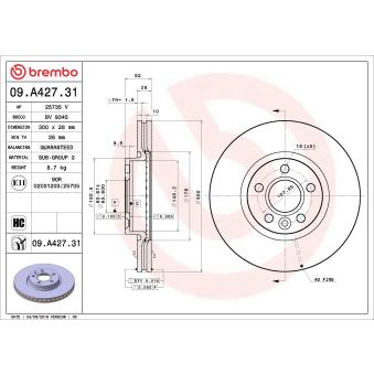 Jeu de 2 disques de frein avant BREMBO OEM 31341382 Jeu de 2 disques de frein avant BREMBO OEM 31341382
